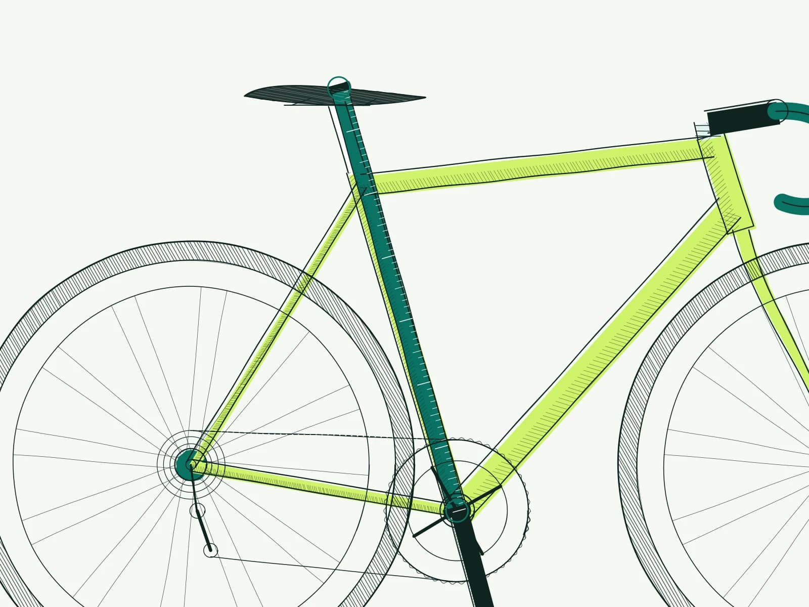 Pen illustration of measuring saddle height